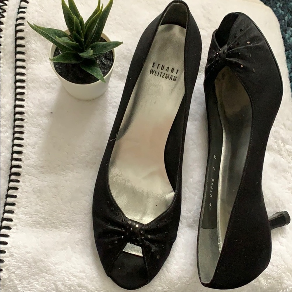 Stuart Weizman black peep toe heels